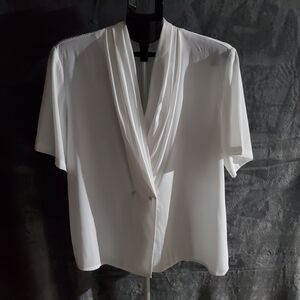 NICOLA Cream Wrap Short Sleeve Blouse